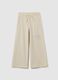 Girls' beige wide-leg pure cotton trousers_0