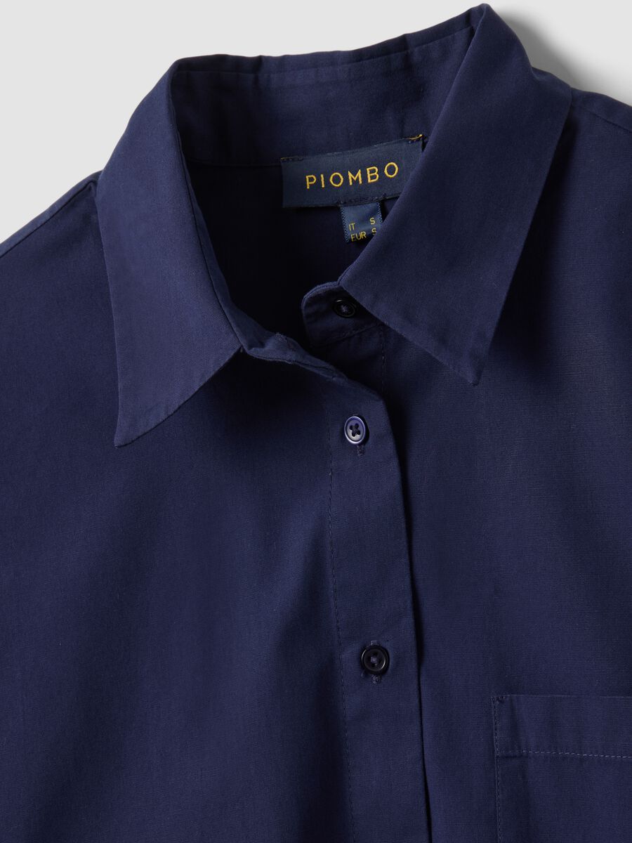 Blue pure cotton shirt with patch pocket, oversized fit_5