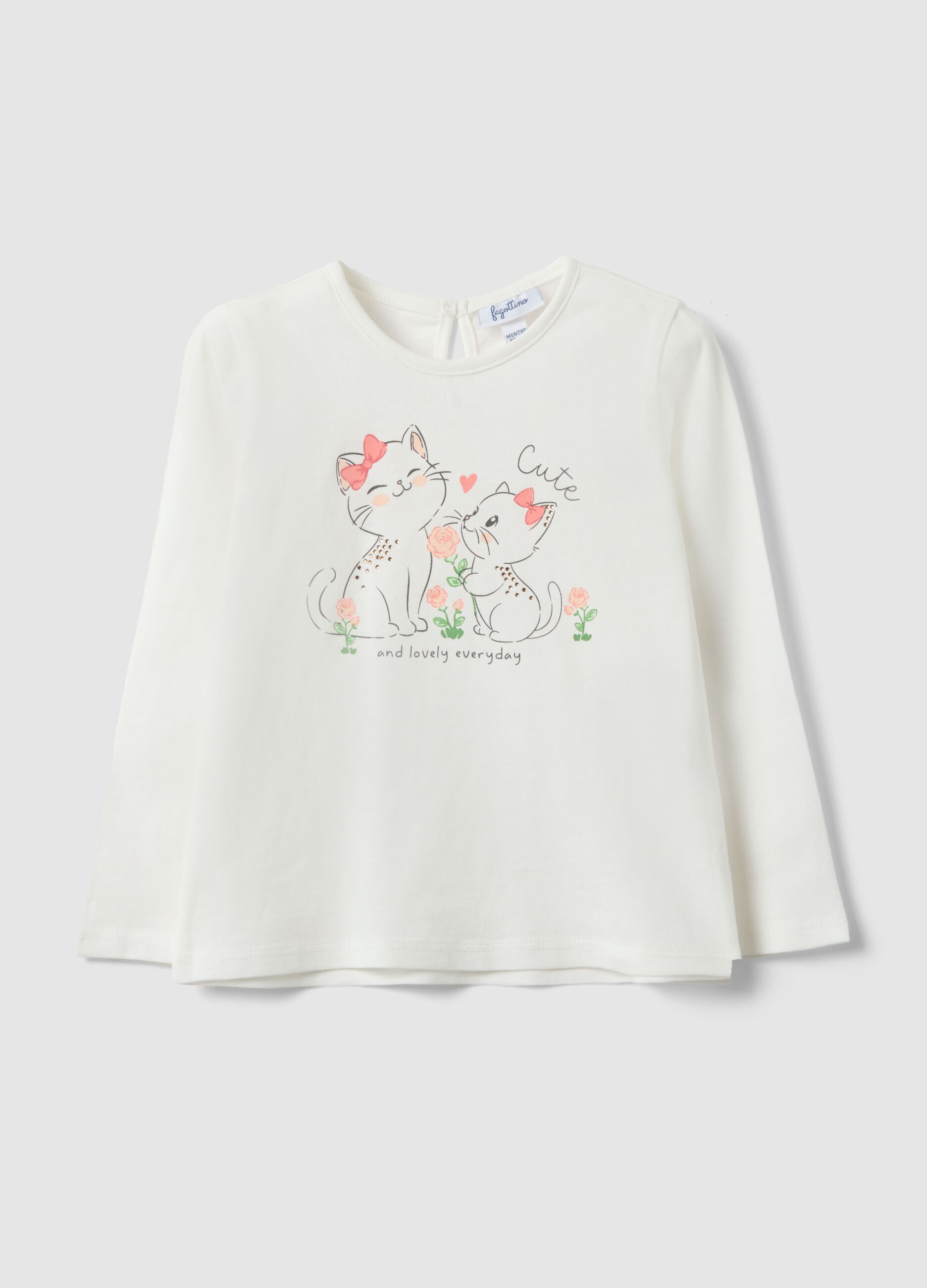 White long-sleeve pure cotton T-shirt