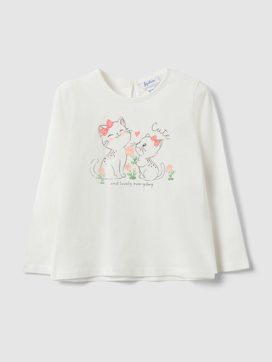 White long-sleeve pure cotton T-shirt_0
