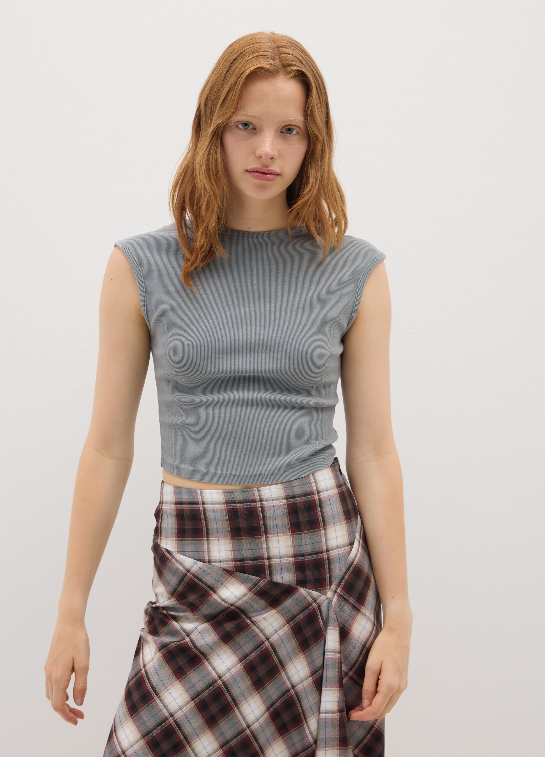 Women's Grey Cotton Blend Vest