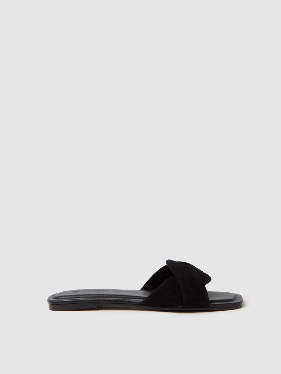 Flat open sandals in suede_0