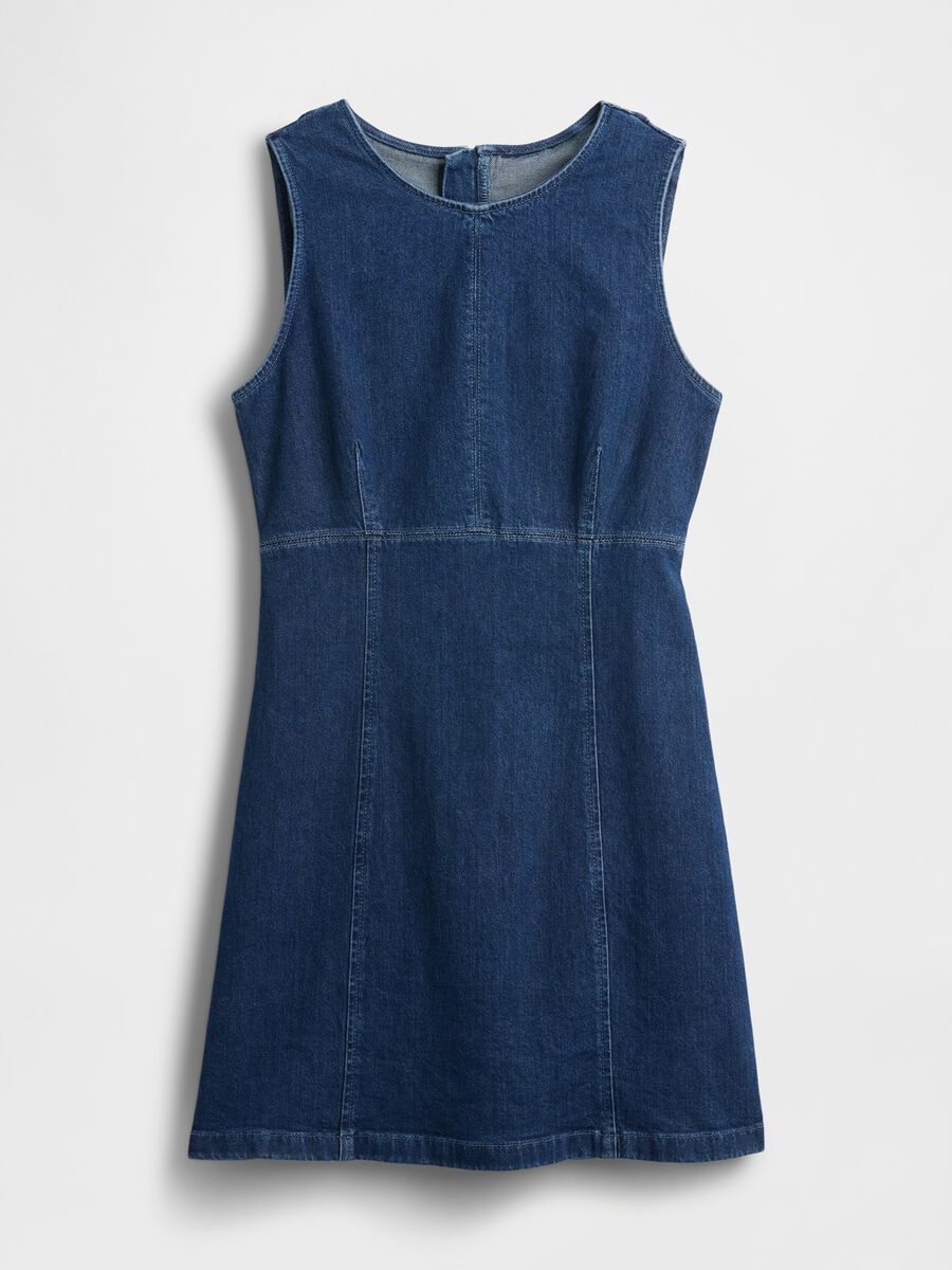 Stretch denim dress with back zip_4