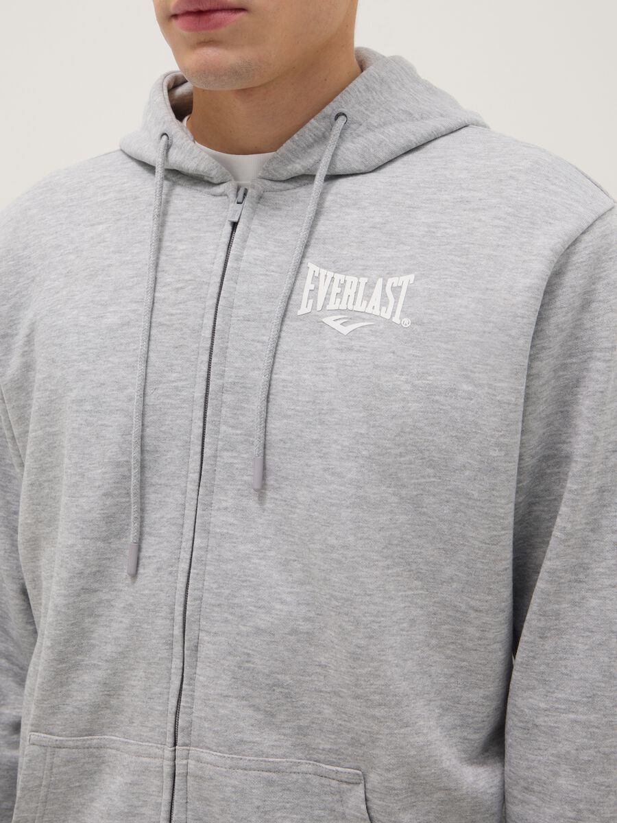 Grey regular fit cotton blend hoodie with zip_3