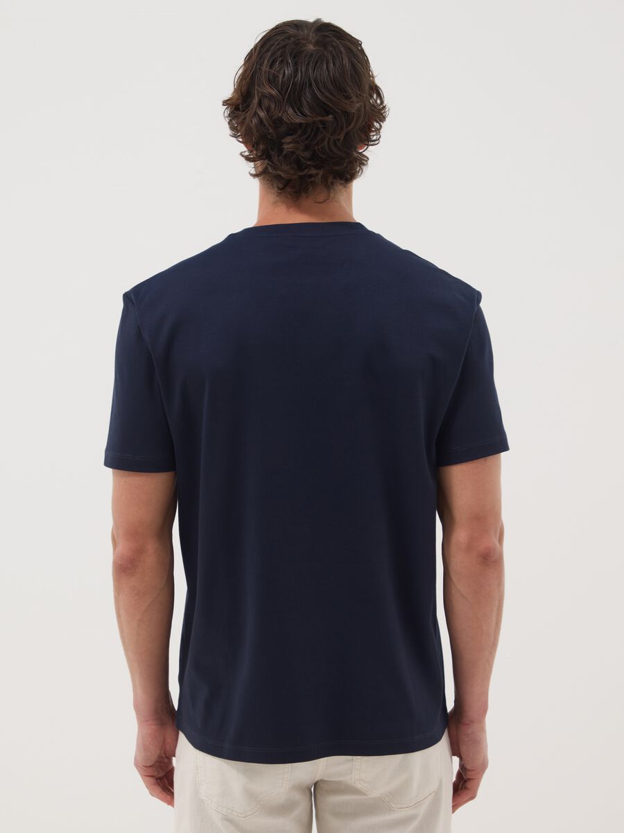 T-shirt blu in puro cotone mercerizzato slim fit_3