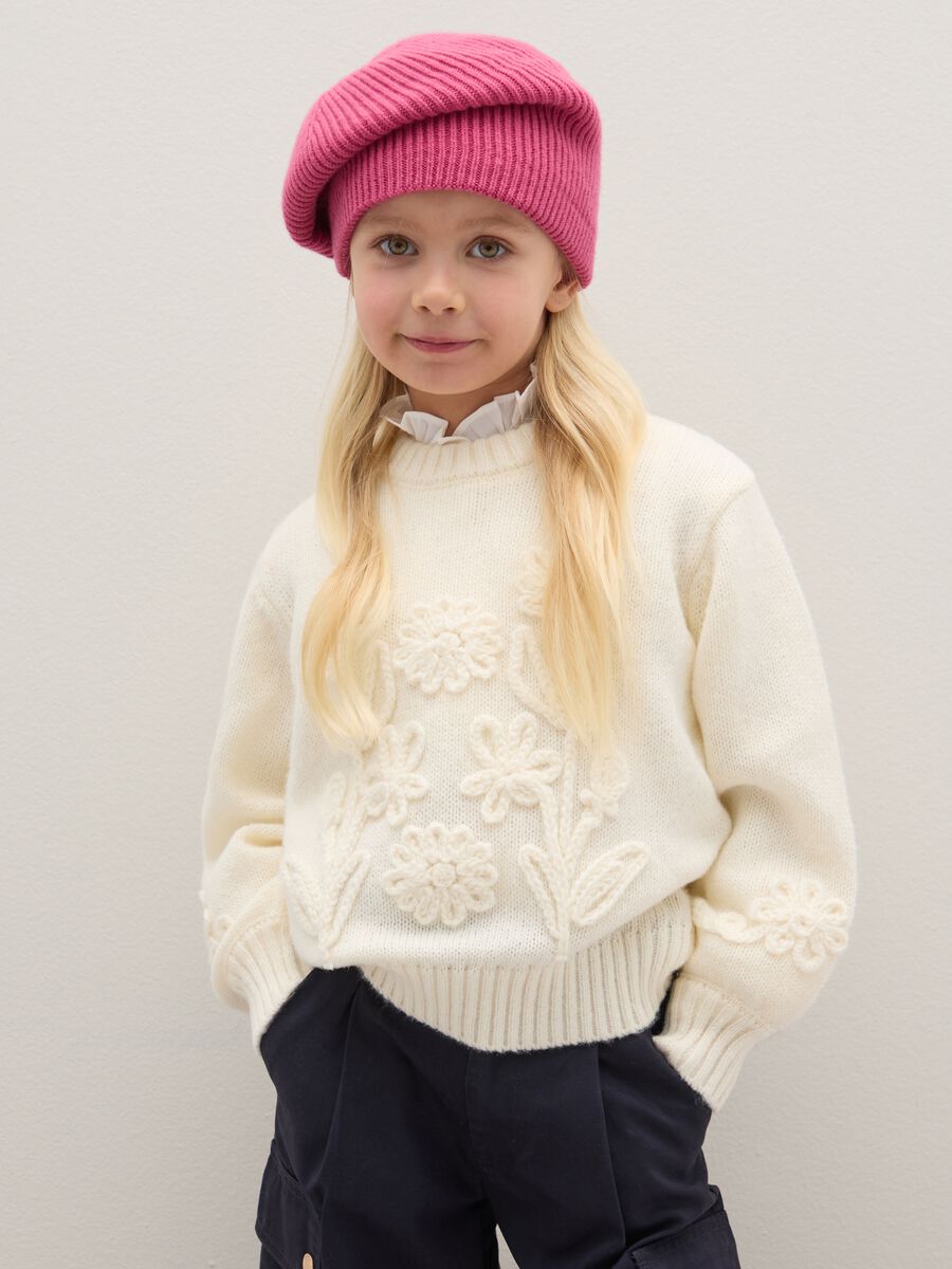 Basco da bambina in pura lana rosa_0