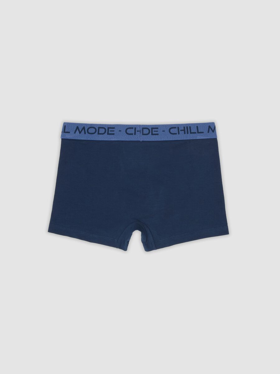Boys&rsquo; blue mid-length boxer briefs in stretch organic cotton_1