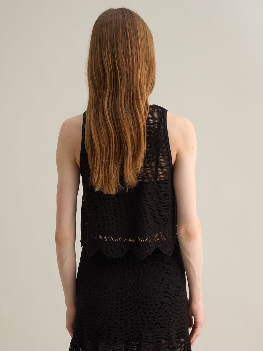 Black Crochet Vest Piombo_3