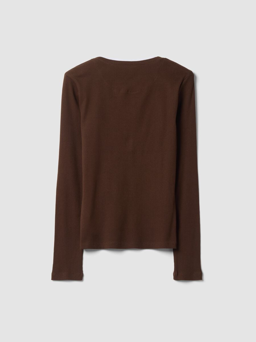 T-shirt marrone girocollo in puro cotone regular fit_2