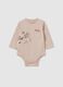 Baby bodysuit in pure pink cotton with long sleeves_0