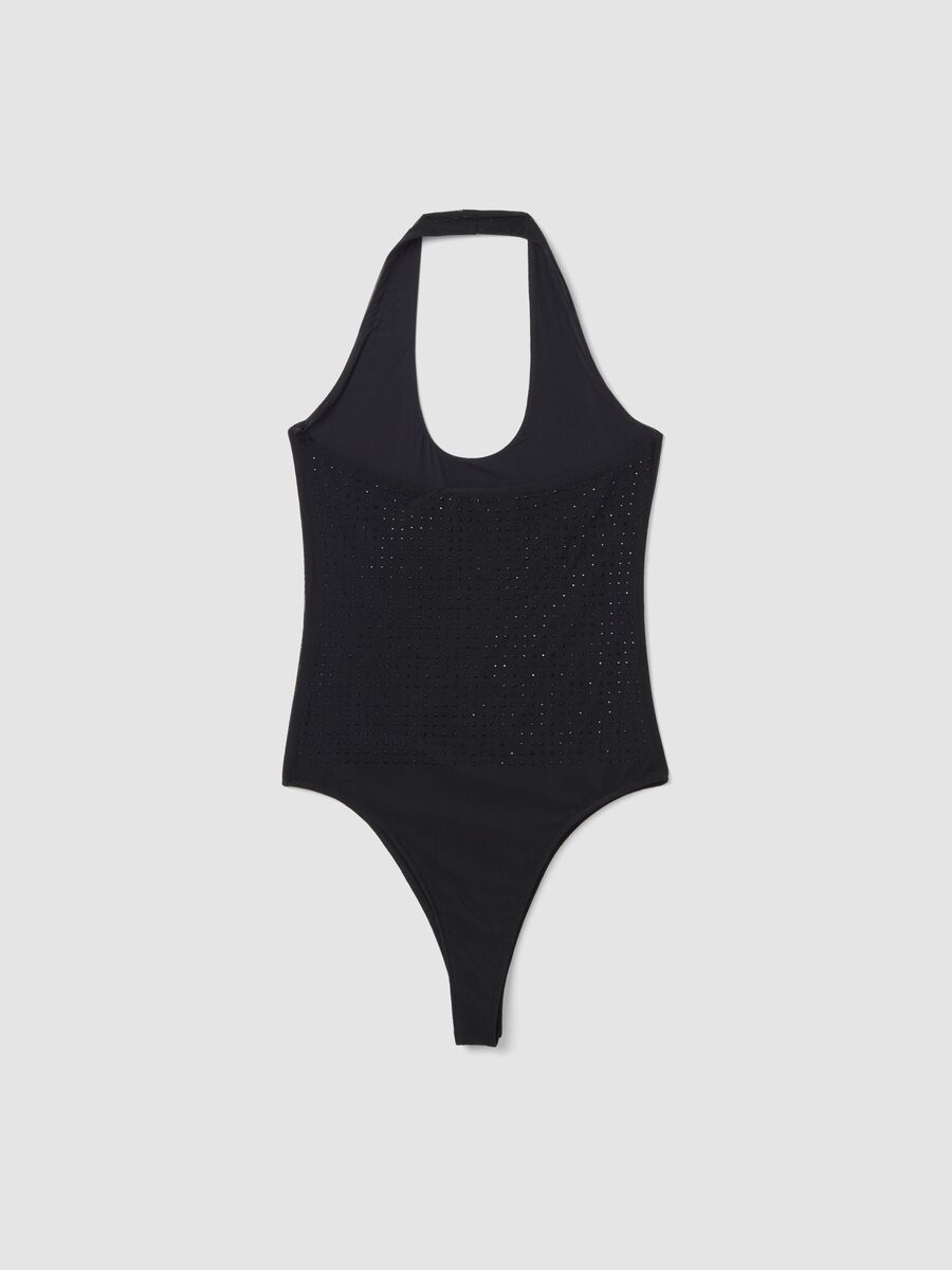Black stretch bodysuit with rhinestones, regular fit_5