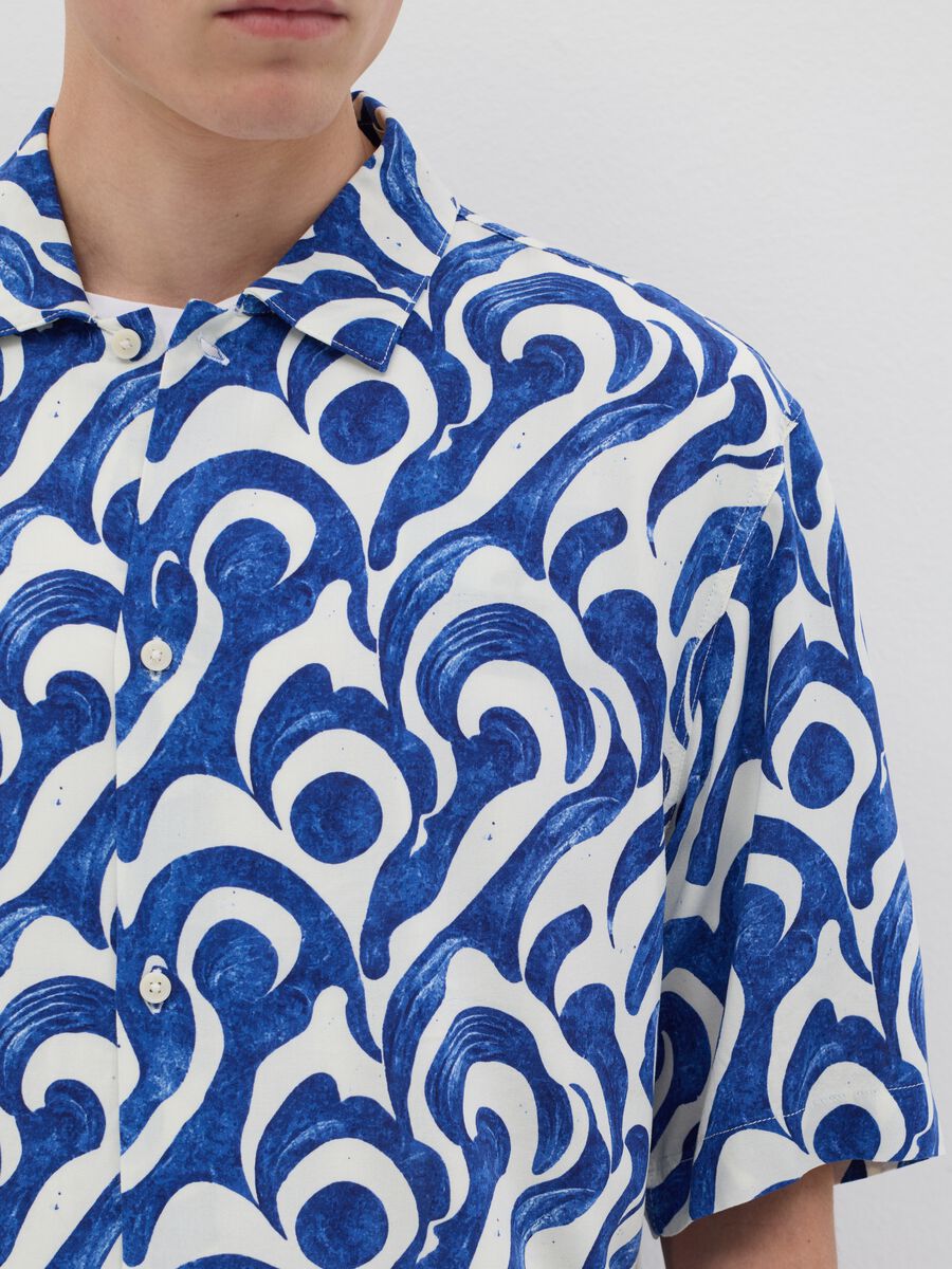 Oversized blue patterned viscose shirt_3