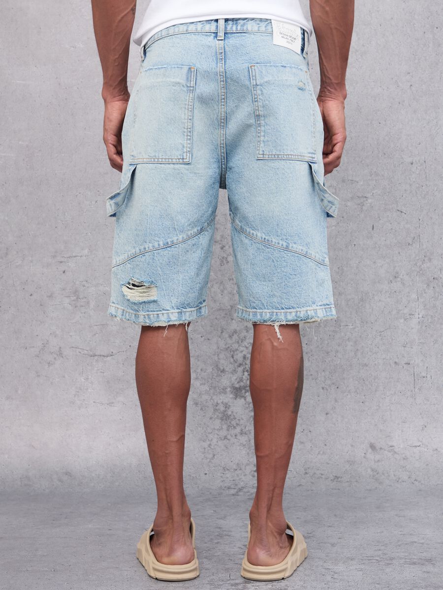 Denim Cargo Shorts Light Blue_5