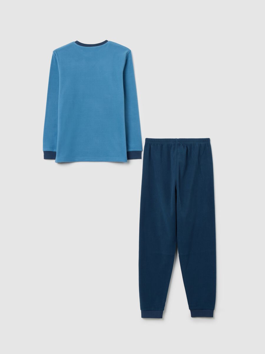 Pigiama da bambino in pile blu regular fit_1
