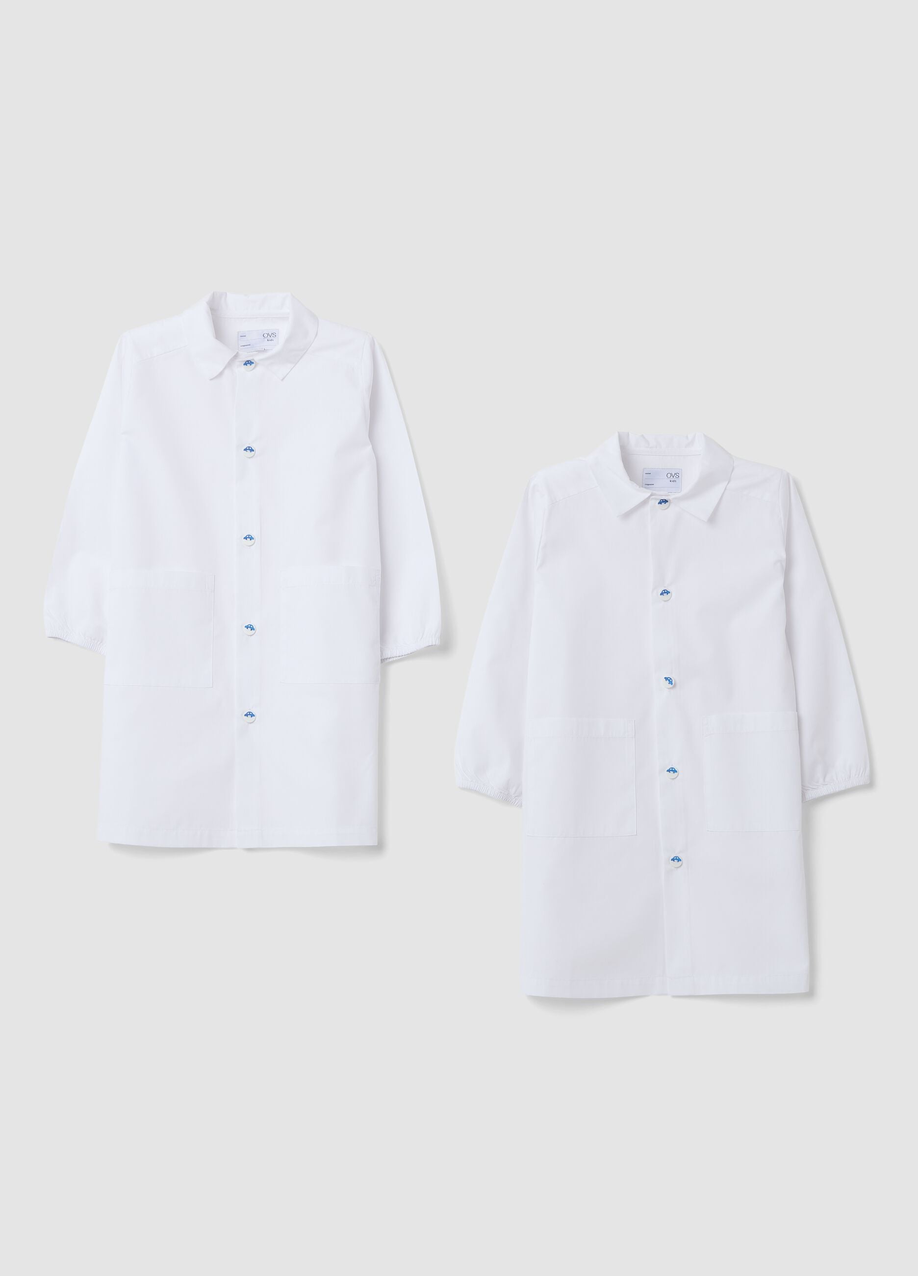 2-pack of white boys&rsquo; nursery smocks with classic collar