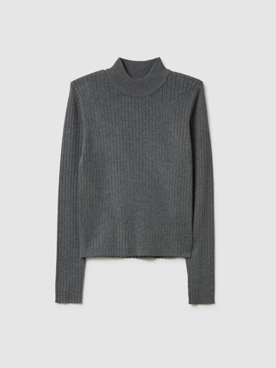 Grey Viscose Blend Fitted Sweater_4