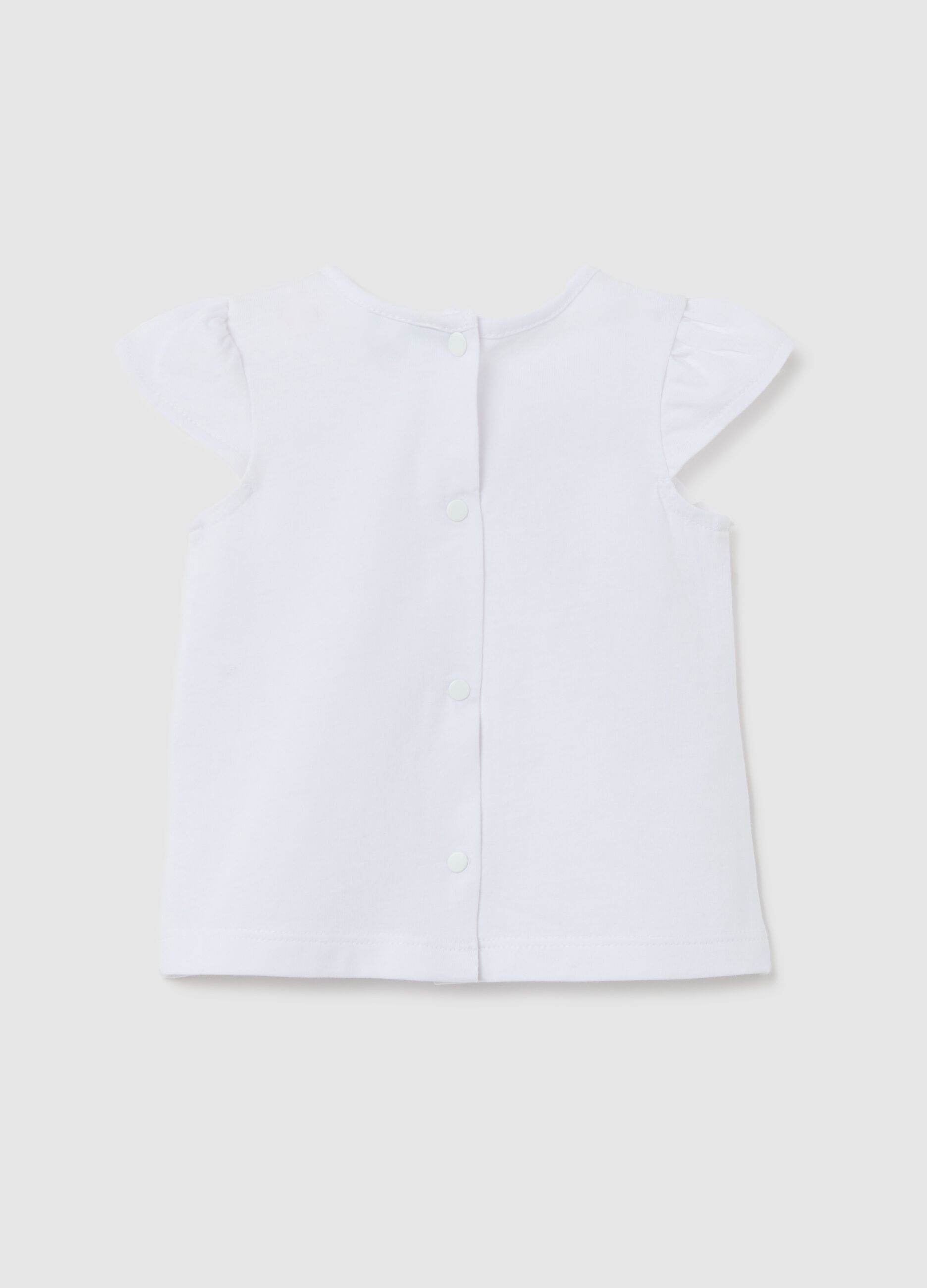 White cotton T-shirt with small flowers print