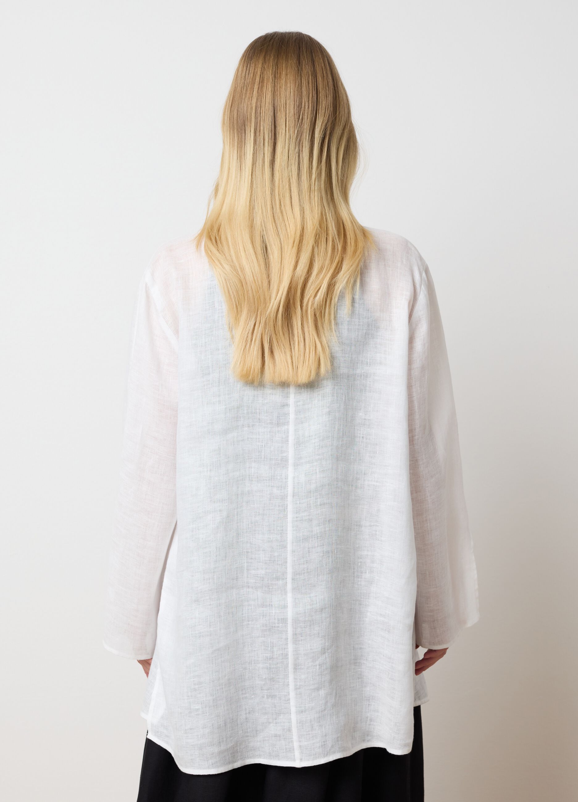 Camicia lunga da donna in puro lino bianca over