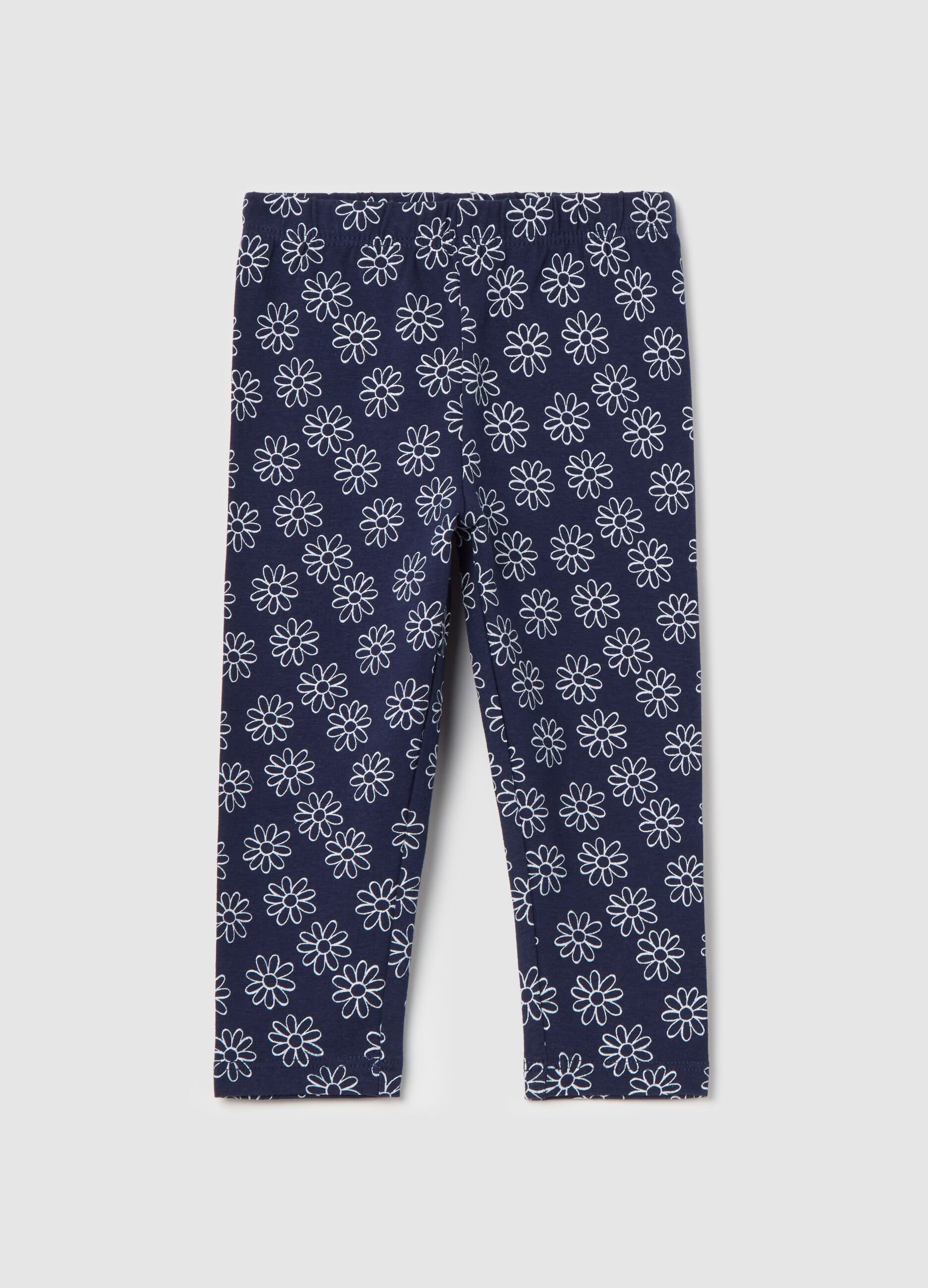 Leggings in cotone stretch con stampa
