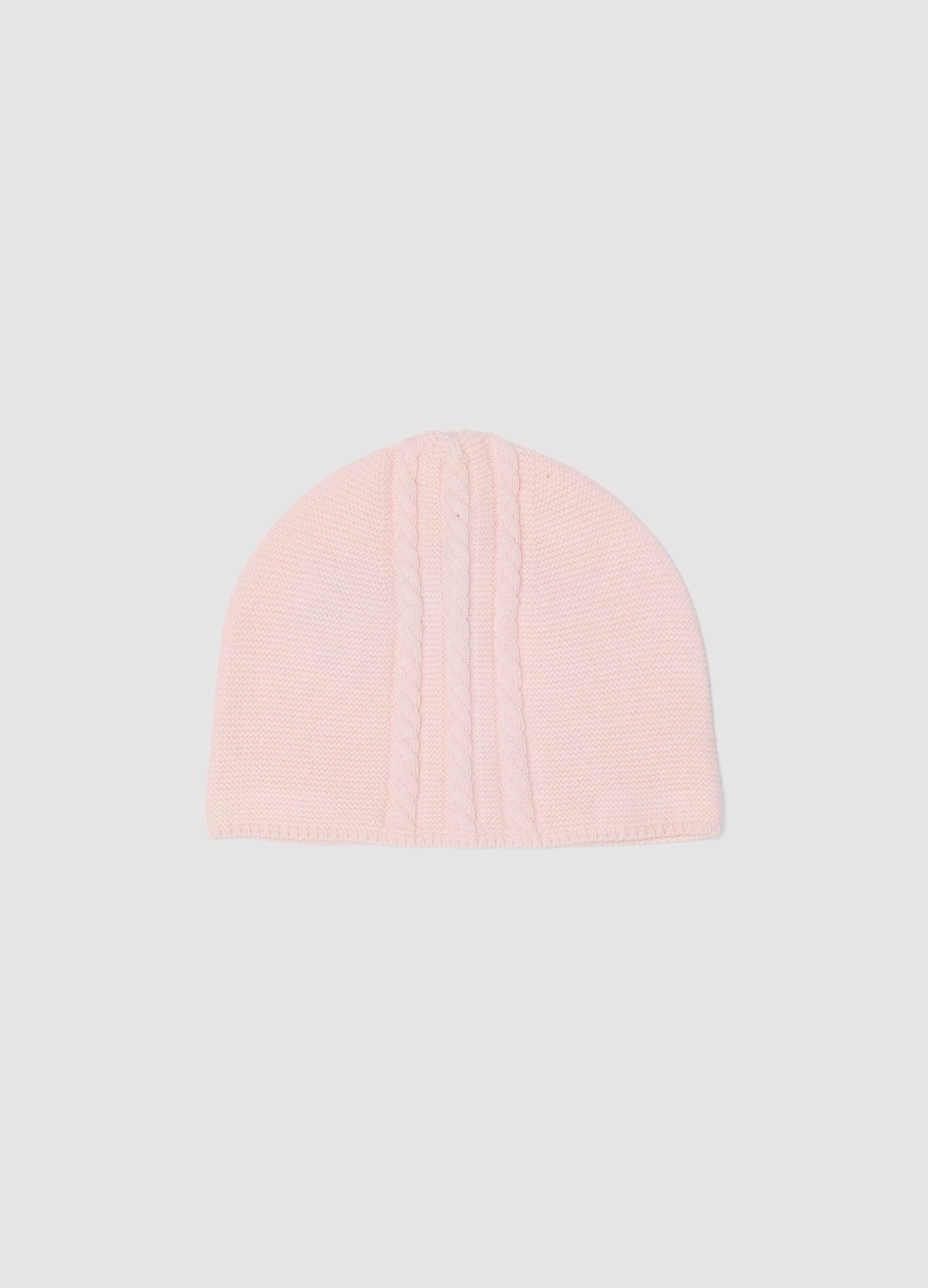 Pink pure organic cotton knitted hat for baby girl