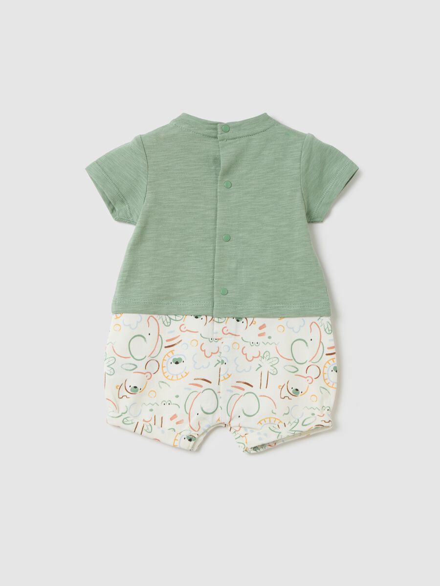 Multi-coloured newborn all-in-one in pure cotton with print_1