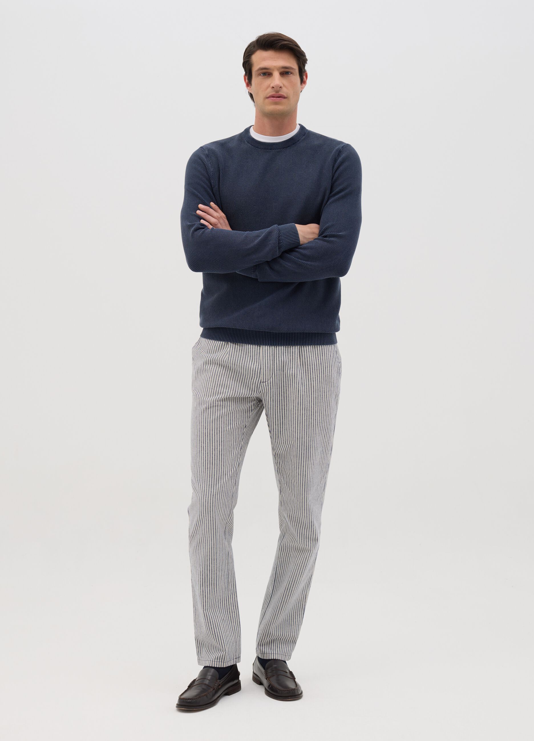 Blue knit cotton jumper