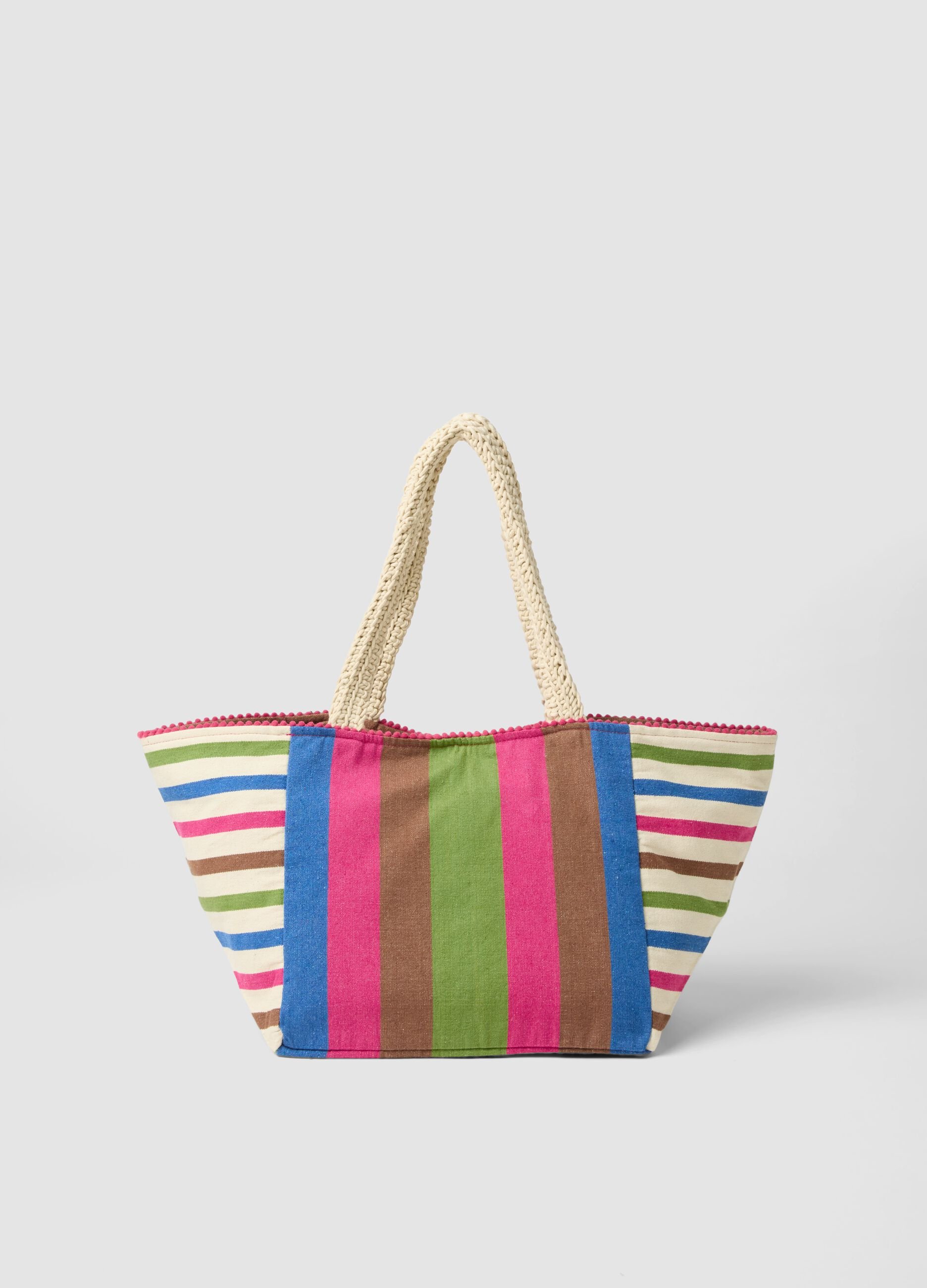 Multicolour beach bag in a cotton and viscose blend