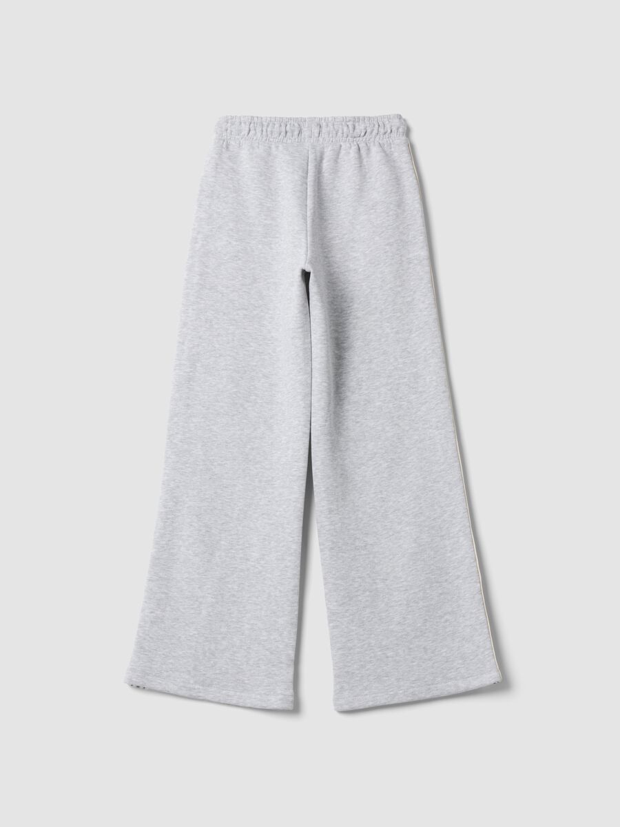 Grey wide-leg cotton-blend trousers with contrast side stripes_2
