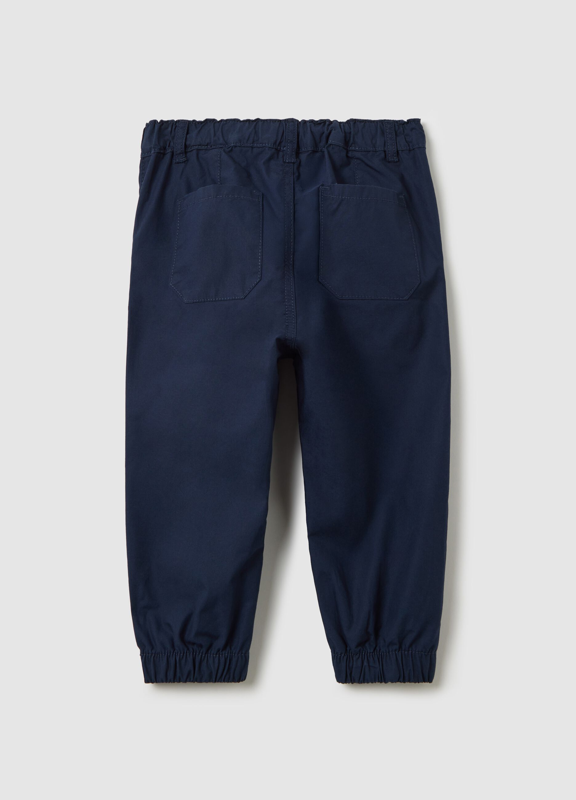 Poplin trousers with elasticated edging