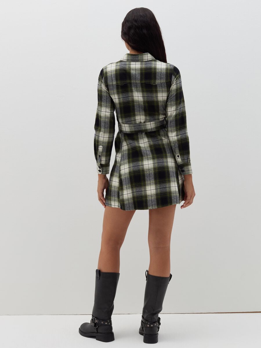 Flannel shirt dress with check pattern_2