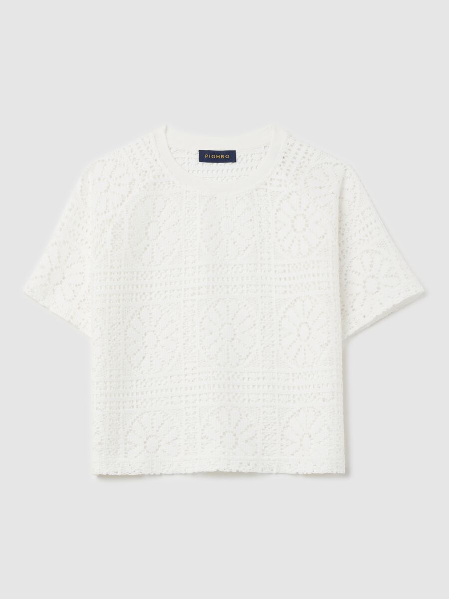 White short-sleeved T-shirt in lace_4