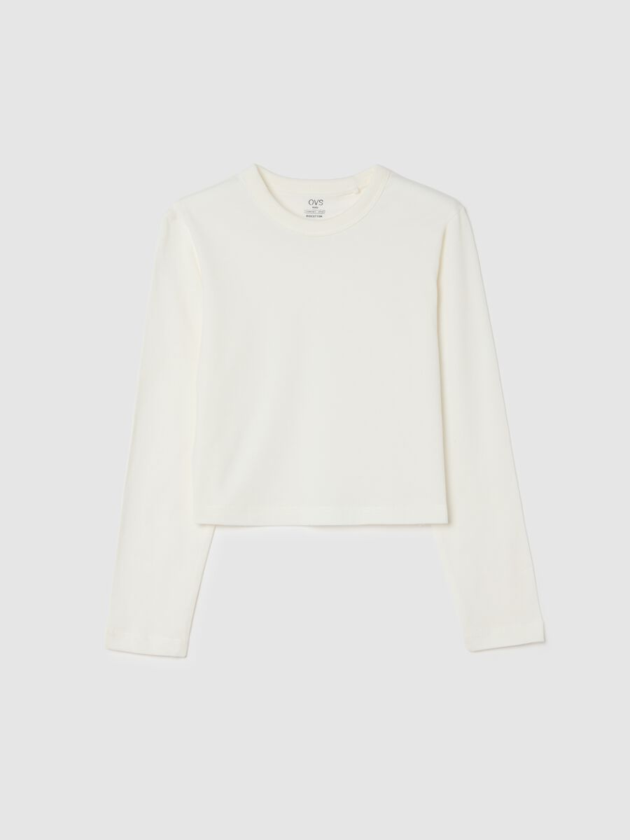 T-shirt da ragazza in puro cotone bianca regular fit_0