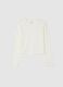 Girls' pure cotton white regular fit T-shirt_0
