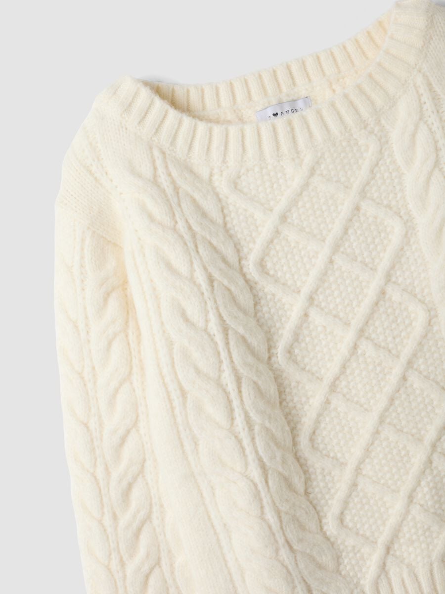 Maglione bianco in misto lana con scollo a barchetta regular fit_2