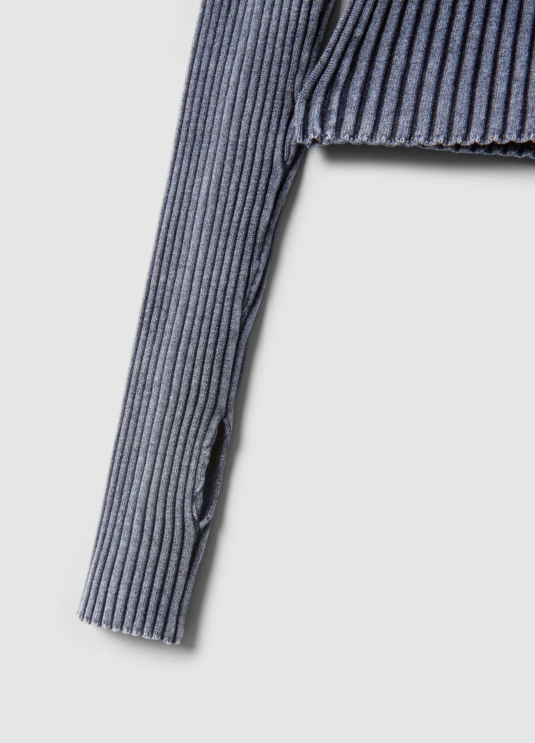 Ribbed Knit Hoodie in Vintage Grey