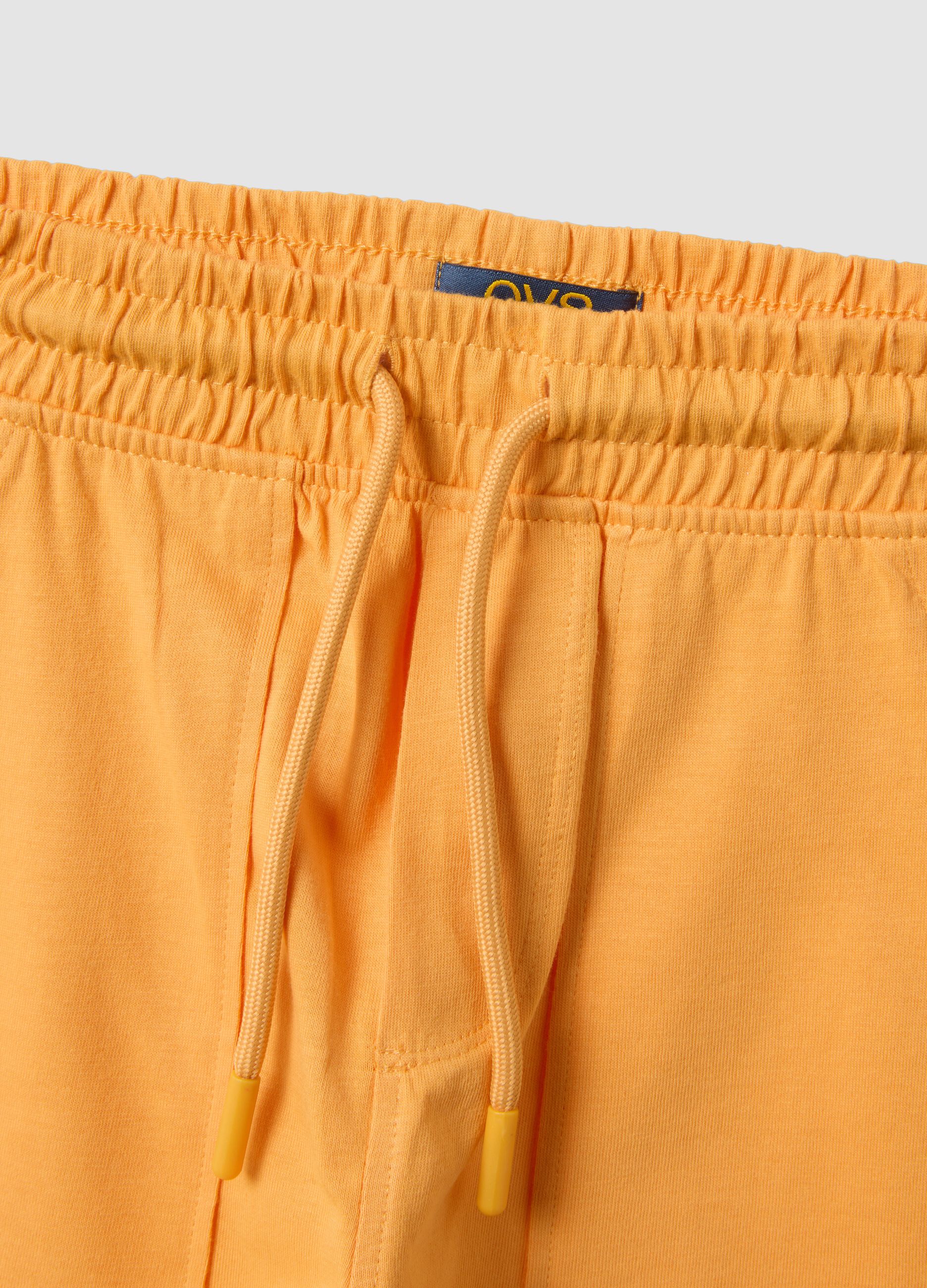Orange organic cotton shorts with elasticated waistband