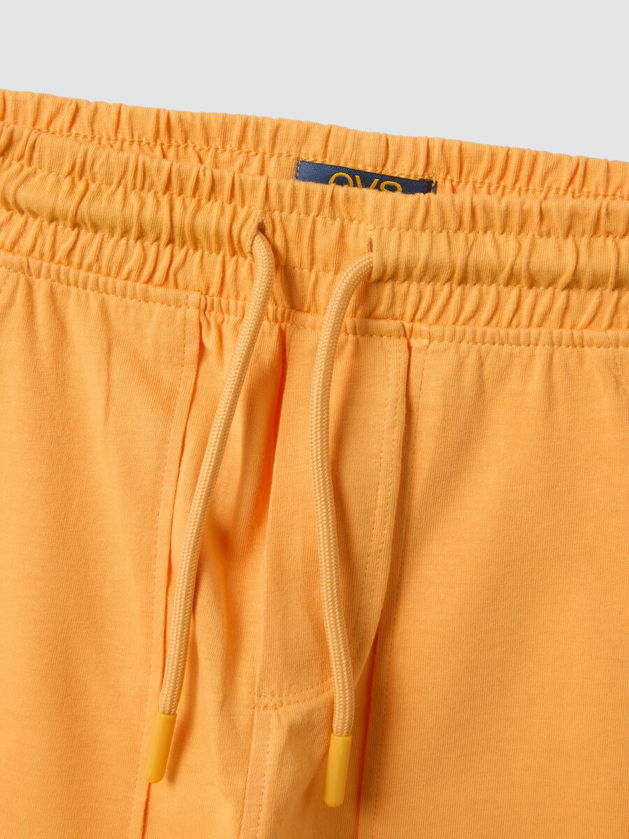 Orange organic cotton shorts with elasticated waistband_3
