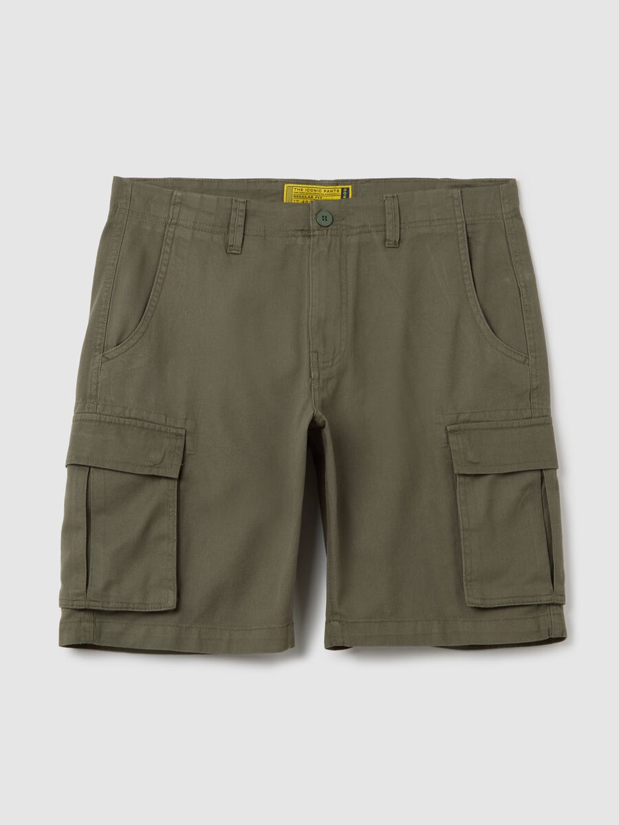 Men's green regular fit cotton Bermuda shorts_0