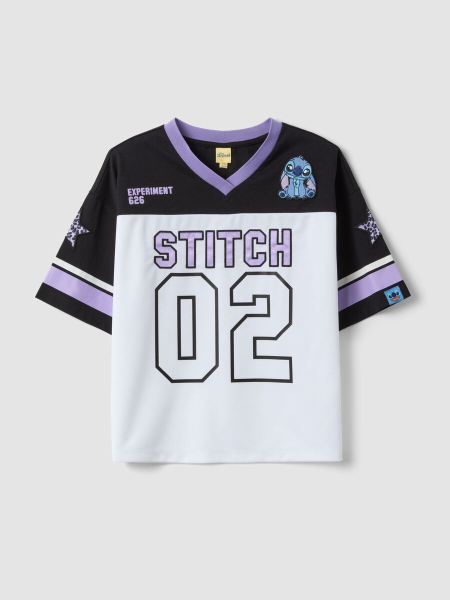 Girls&rsquo; white and black boxy-fit Lilo & Stitch T-shirt_0