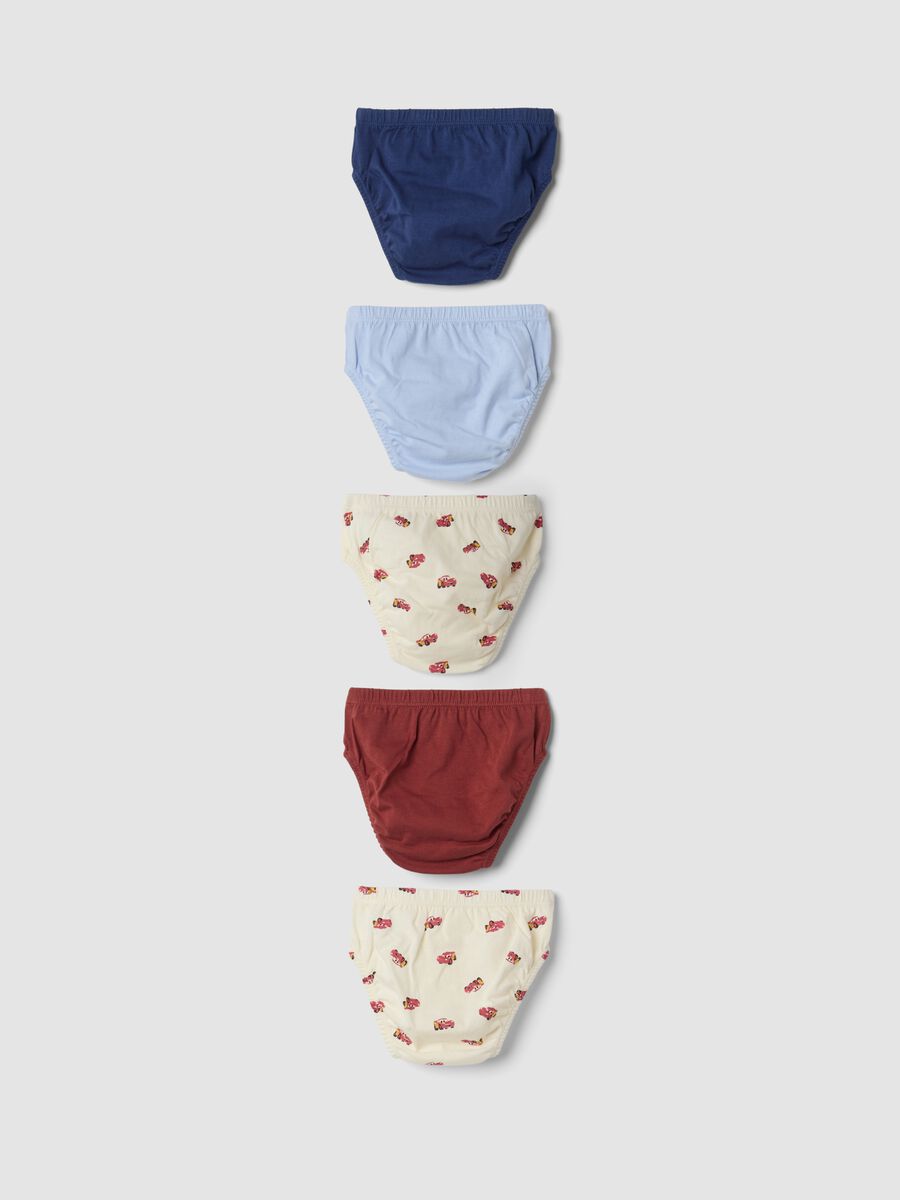 Pack of five organic cotton Cars-print baby briefs_1