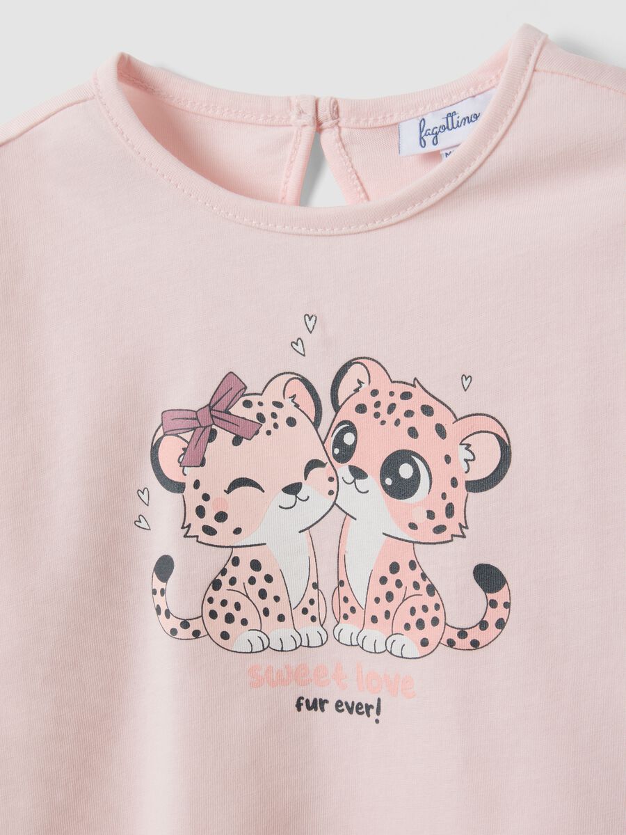 Pink long-sleeve organic cotton printed T-shirt for baby girl_2
