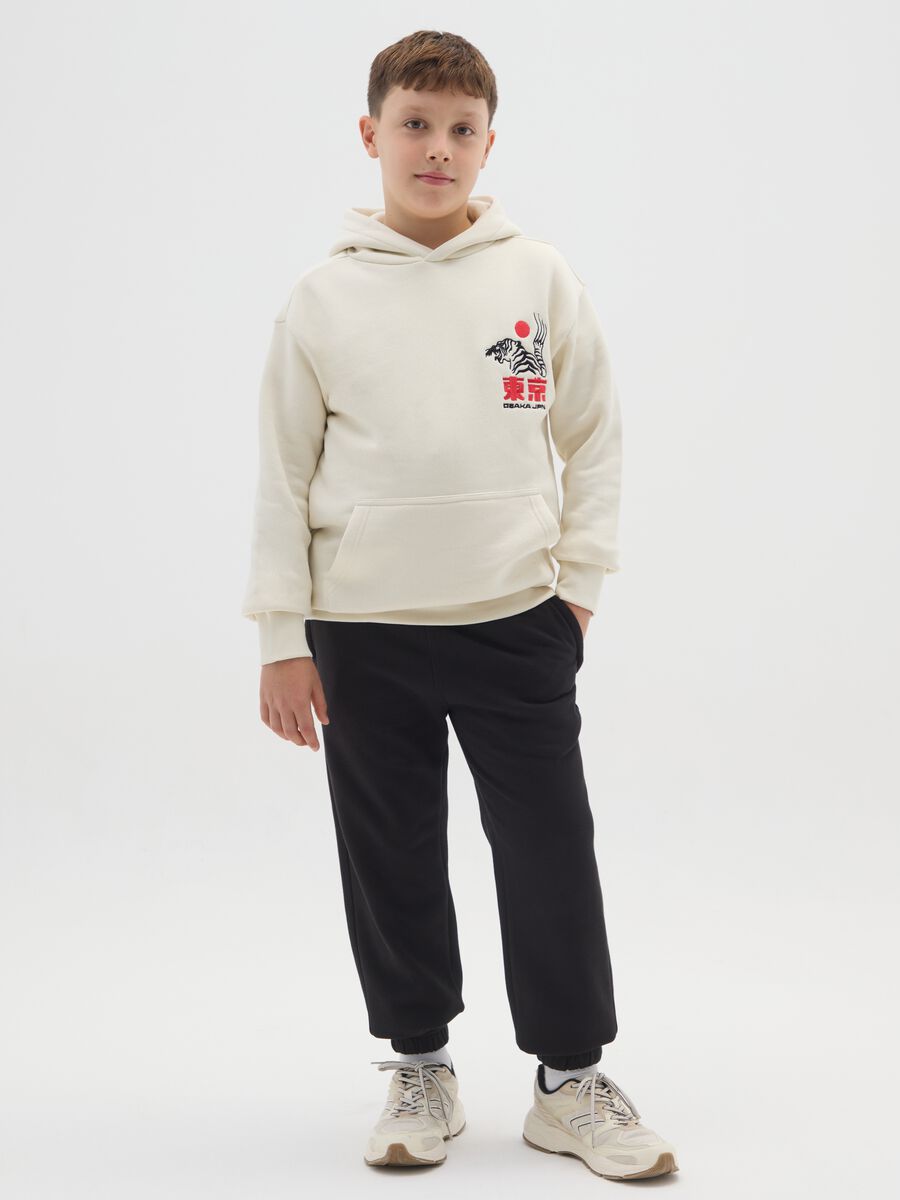 Boy's pure cotton black oversized jogger trousers_0