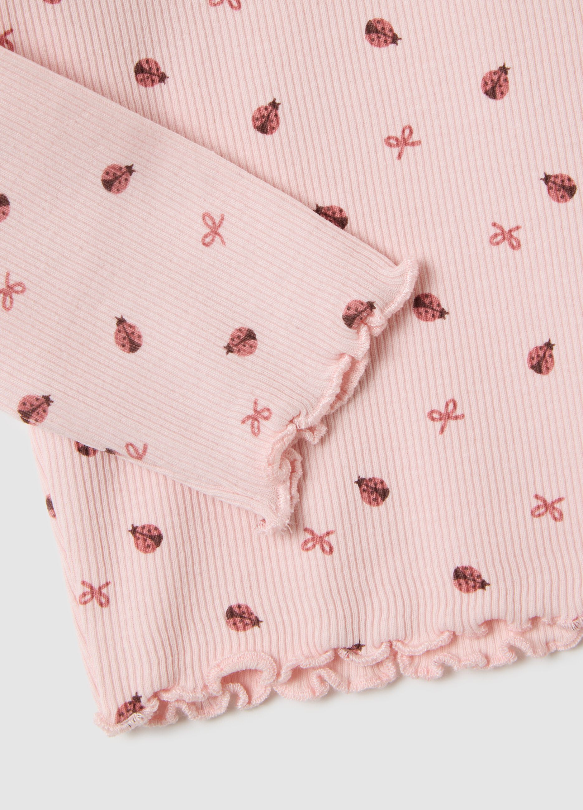 T-shirt da bambina in cotone elasticizzato rosa regular fit