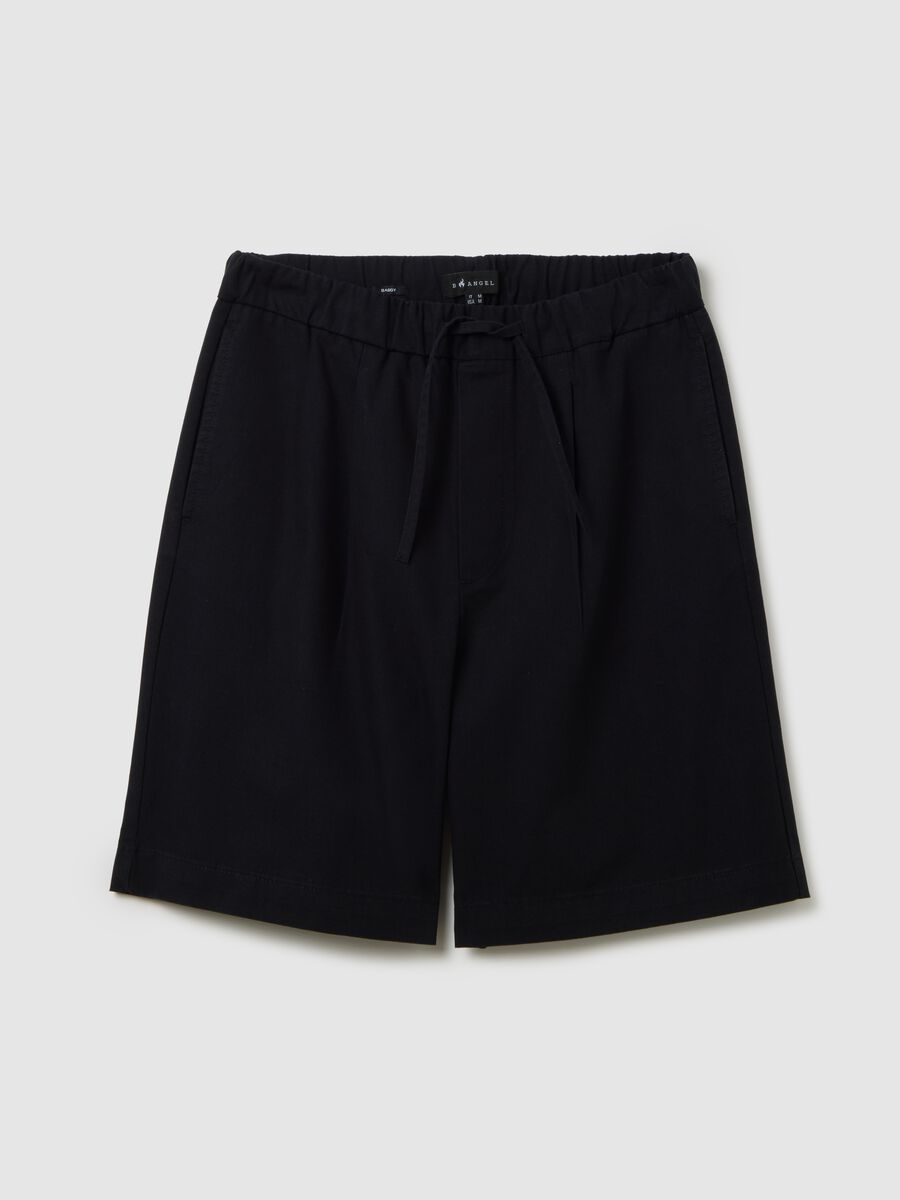 Men's pure cotton black baggy shorts_0