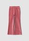Pink ribbed stretch cotton flared trousers_0