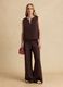 Top marrone in misto lino e viscosa oversize fit_1