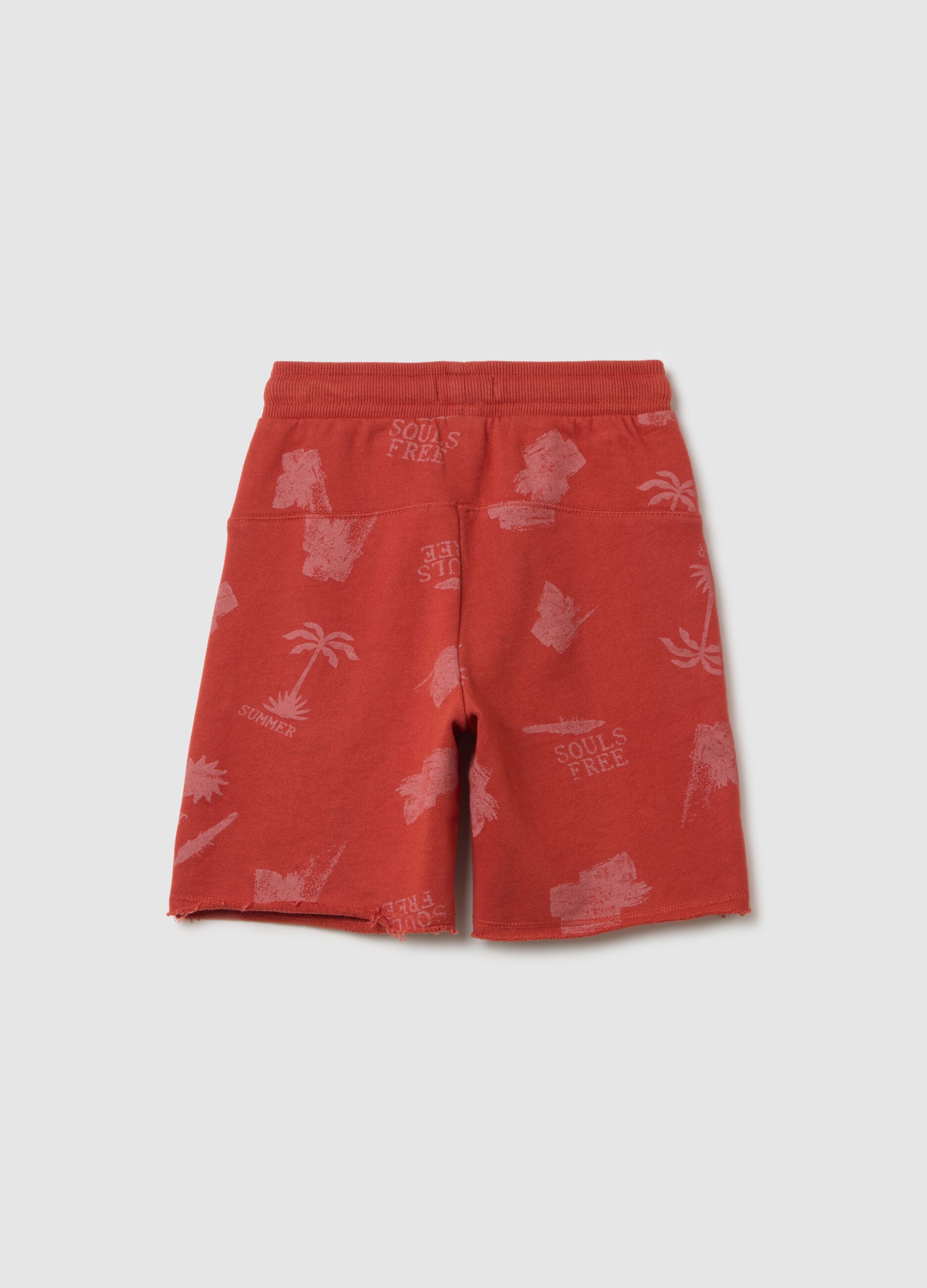 Children's red pure cotton bermuda shorts regular fit