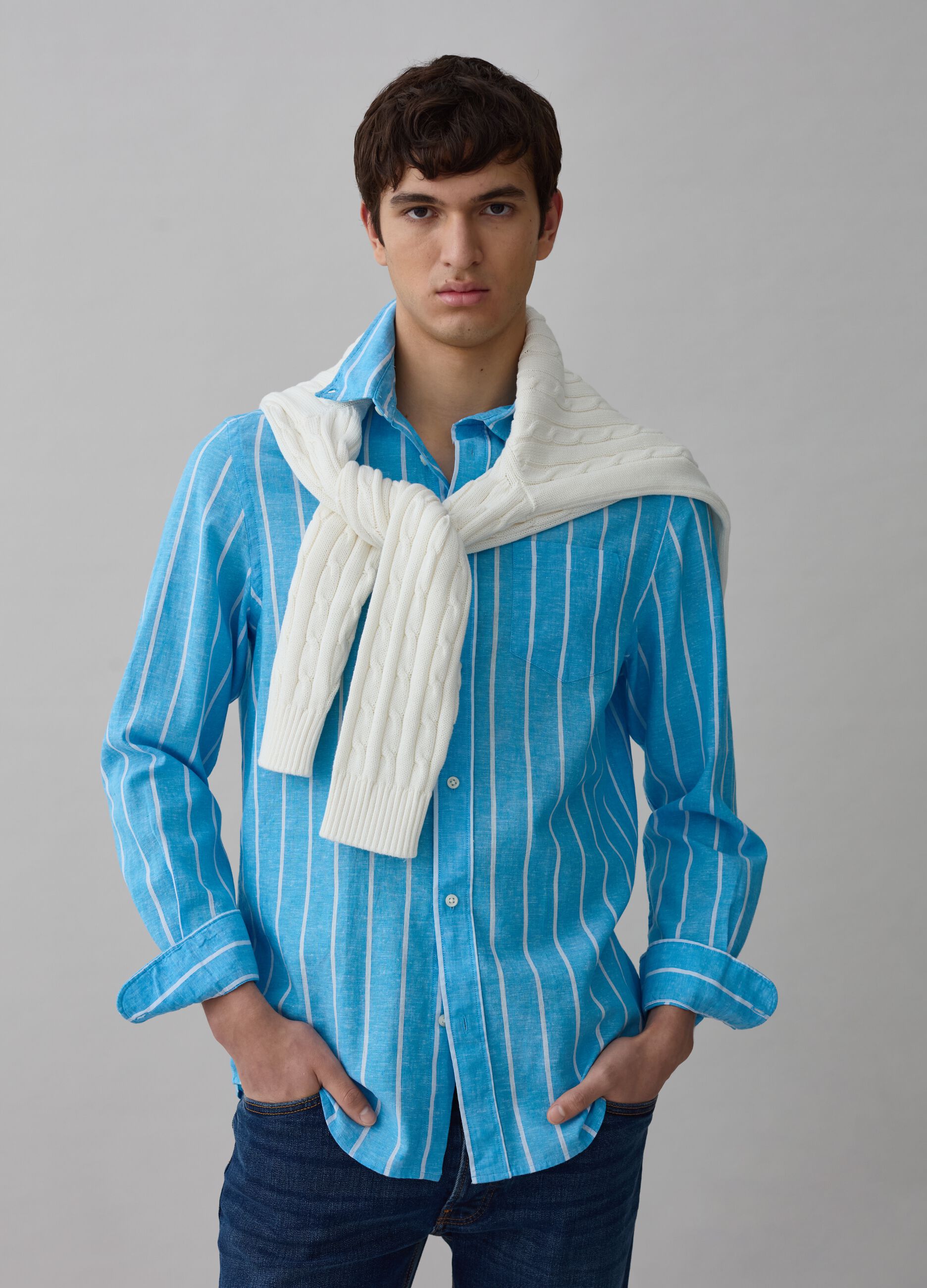 Regular-fit shirt with striped pattern