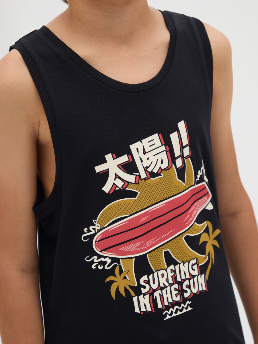 Boys' black cotton vest regular fit_2