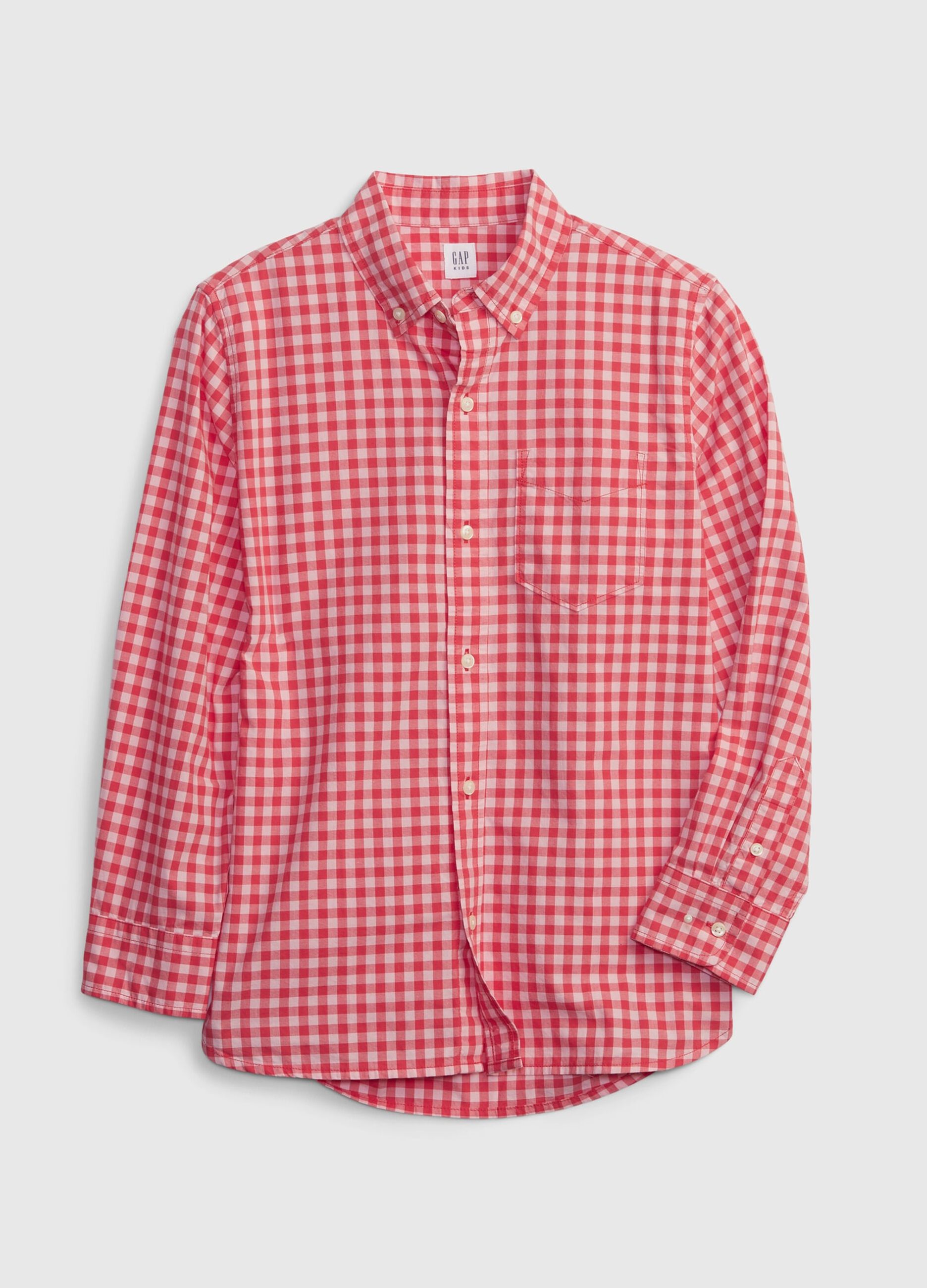 Camicia in cotone con fantasia vichy_0